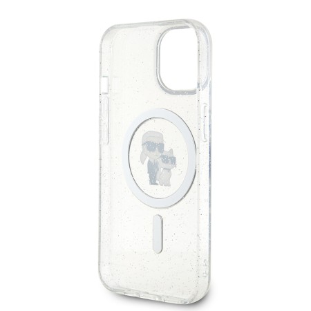 Husa pentru iPhone 15 / iPhone 14 / iPhone 13 - Karl Lagerfeld Glitter MagSafe (KLHMP15SHGKCNOT) - Transparent KarlandChoupette