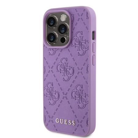 Husa pentru iPhone 15 Pro Max - Guess Leather 4G Stamped (GUHCP15XP4EPMU) - Light Purple