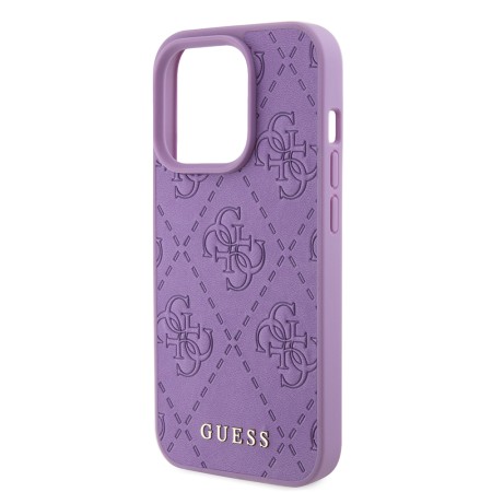 Husa pentru iPhone 15 Pro Max - Guess Leather 4G Stamped (GUHCP15XP4EPMU) - Light Purple