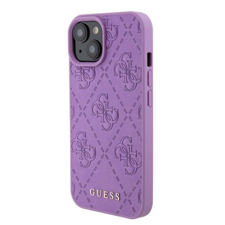 Husa pentru iPhone 15 / iPhone 14 / iPhone 13 - Guess Leather 4G Stamped (GUHCP15SP4EPMU) - Light Purple