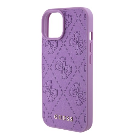 Husa pentru iPhone 15 / iPhone 14 / iPhone 13 - Guess Leather 4G Stamped (GUHCP15SP4EPMU) - Light Purple