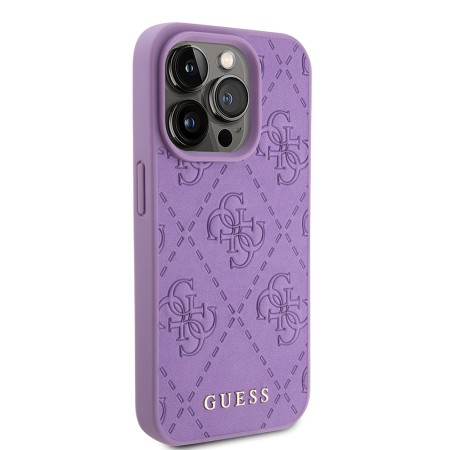 Husa pentru iPhone 15 Pro - Guess Leather 4G Stamped (GUHCP15LP4EPMU) - Light Purple