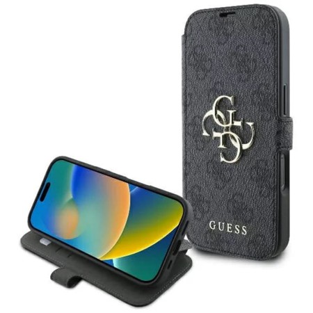 Husa pentru iPhone 16 - Guess Book 4G (GUBKP16S4GMGGR) - Black