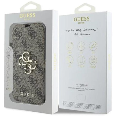 Husa pentru iPhone 16 Plus - Guess Book 4G (GUBKP16M4GMGBR) - Brown