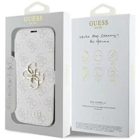 Husa pentru iPhone 16 Plus - Guess Book 4G (GUBKP16M4GMGPI) - Pink