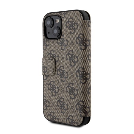 Husa pentru iPhone 15 / iPhone 14 / iPhone 13 - Guess Book 4G (GUBKP15S4GMGBR) - Brown