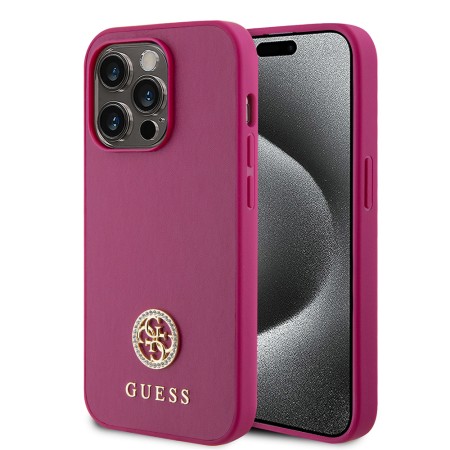 Husa pentru iPhone 15 Pro - Strass Metal Logo (GUHCP15LPS4DGPP) - Pink