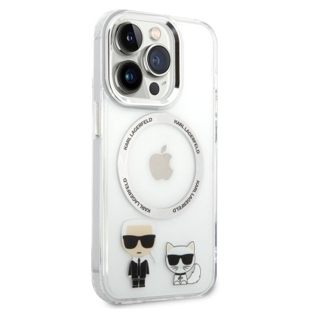 Husa iPhone 14 Pro Max - Karl Lagerfeld Hardcase MagSafe (KLHMP14XHKCT) - Transparent Karl and Choupette Aluminium