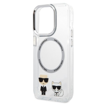 Husa iPhone 14 Pro Max - Karl Lagerfeld Hardcase MagSafe (KLHMP14XHKCT) - Transparent Karl and Choupette Aluminium