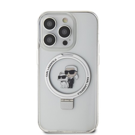 Husa pentru iPhone 14 Pro Max - Karl Lagerfeld Hardcase Ring Stand MagSafe (KLHMP14XHMRSKCH) - White KarlandChoupette