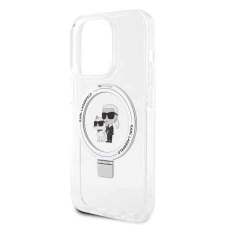 Husa pentru iPhone 14 Pro Max - Karl Lagerfeld Hardcase Ring Stand MagSafe (KLHMP14XHMRSKCH) - White KarlandChoupette