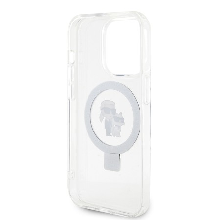 Husa pentru iPhone 14 Pro Max - Karl Lagerfeld Hardcase Ring Stand MagSafe (KLHMP14XHMRSKCH) - White KarlandChoupette