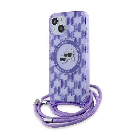 Husa pentru iPhone 15 / iPhone 14 / iPhone 13 - Karl Lagerfeld IML Crossbody MagSafe (KLHMP15SHCKCKLCU) - Purple Mono KarlandChoupette