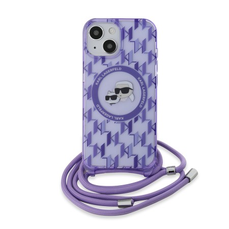 Husa pentru iPhone 15 / iPhone 14 / iPhone 13 - Karl Lagerfeld IML Crossbody MagSafe (KLHMP15SHCKCKLCU) - Purple Mono KarlandChoupette