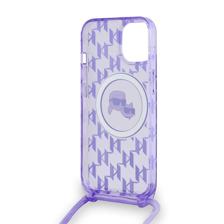 Husa pentru iPhone 15 / iPhone 14 / iPhone 13 - Karl Lagerfeld IML Crossbody MagSafe (KLHMP15SHCKCKLCU) - Purple Mono KarlandChoupette