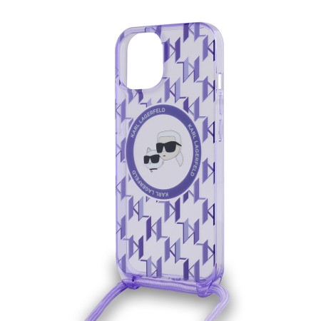 Husa pentru iPhone 15 / iPhone 14 / iPhone 13 - Karl Lagerfeld IML Crossbody MagSafe (KLHMP15SHCKCKLCU) - Purple Mono KarlandChoupette