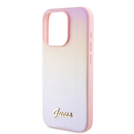 Husa pentru iPhone 15 Pro Max - Saffiano Iridescent Script (GUHCP15XPSAIRSP) - Pink