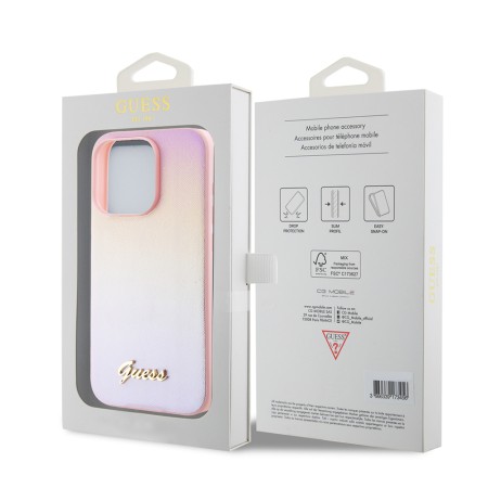 Husa pentru iPhone 15 Pro Max - Saffiano Iridescent Script (GUHCP15XPSAIRSP) - Pink