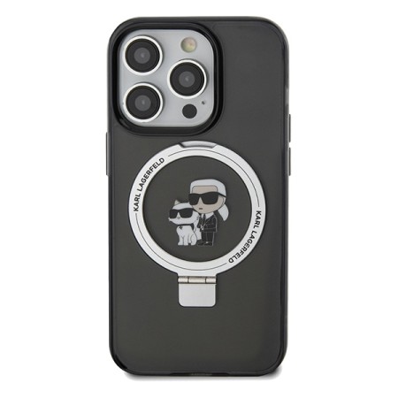 Husa pentru iPhone 14 Pro Max - Karl Lagerfeld Hardcase Ring Stand MagSafe (KLHMP14XHMRSKCK) - KarlandChoupette