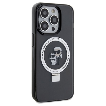 Husa pentru iPhone 14 Pro Max - Karl Lagerfeld Hardcase Ring Stand MagSafe (KLHMP14XHMRSKCK) - KarlandChoupette