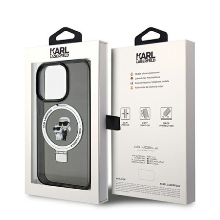 Husa pentru iPhone 14 Pro Max - Karl Lagerfeld Hardcase Ring Stand MagSafe (KLHMP14XHMRSKCK) - KarlandChoupette