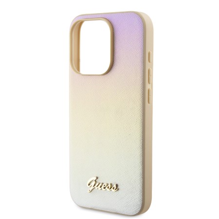 Husa pentru iPhone 15 Pro - Saffiano Iridescent Script (GUHCP15LPSAIRSD) - Gold