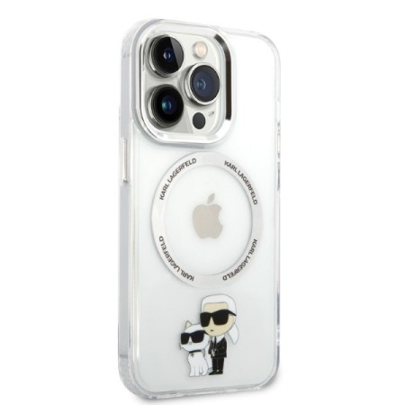 Husa iPhone 14 Pro Max - Karl Lagerfeld Hardcase MagSafe (KLHMP14XHNKCIT) - Transparent Iconic KarlandChoupette