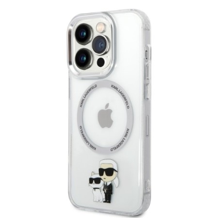 Husa iPhone 14 Pro Max - Karl Lagerfeld Hardcase MagSafe (KLHMP14XHNKCIT) - Transparent Iconic KarlandChoupette