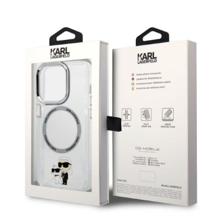 Husa iPhone 14 Pro Max - Karl Lagerfeld Hardcase MagSafe (KLHMP14XHNKCIT) - Transparent Iconic KarlandChoupette