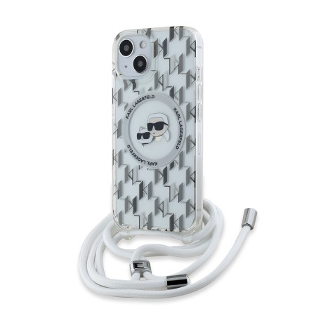 Husa pentru iPhone 15 / iPhone 14 / iPhone 13 - Karl Lagerfeld IML Crossbody MagSafe (KLHMP15SHCKCKLCT) - Clear Mono KarlandChoupette