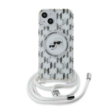 Husa pentru iPhone 15 / iPhone 14 / iPhone 13 - Karl Lagerfeld IML Crossbody MagSafe (KLHMP15SHCKCKLCT) - Clear Mono KarlandChoupette