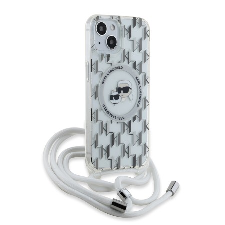 Husa pentru iPhone 15 / iPhone 14 / iPhone 13 - Karl Lagerfeld IML Crossbody MagSafe (KLHMP15SHCKCKLCT) - Clear Mono KarlandChoupette