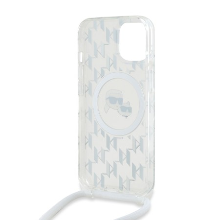 Husa pentru iPhone 15 / iPhone 14 / iPhone 13 - Karl Lagerfeld IML Crossbody MagSafe (KLHMP15SHCKCKLCT) - Clear Mono KarlandChoupette