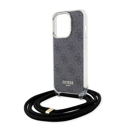 Husa pentru iPhone 15 Pro - Guess Crossbody Cord 4G Print (GUHCP15LHC4SEK) - Black