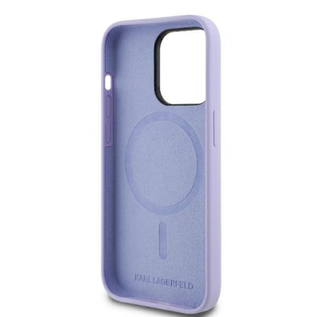 Husa pentru iPhone 14 Pro Max - Karl Lagerfeld Silicone Ring MagSafe (KLHMP14XSCMKCRHU) - Purple KarlandChoupette Heads