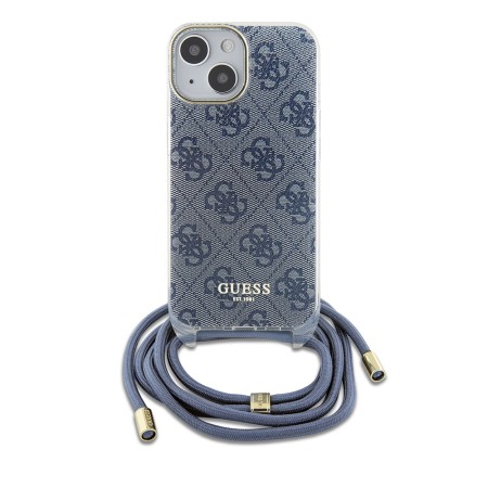 Husa pentru iPhone 15 / iPhone 14 / iPhone 13 - Guess Crossbody Cord 4G Print (GUHCP15SHC4SEB) - Blue