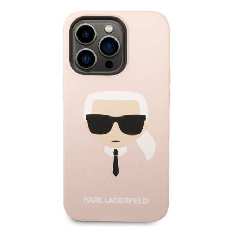 Husa pentru iPhone 14 Pro Max - Karl Lagerfeld Silicone MagSafe (KLHMP14XSLKHLP) - Light Pink Karls Head