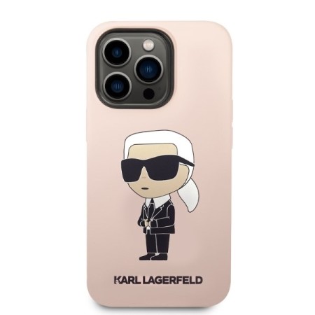 Husa pentru iPhone 14 Pro Max - Karl Lagerfeld Silicone MagSafe (KLHMP14XSNIKBCP) - Pink Ikonik