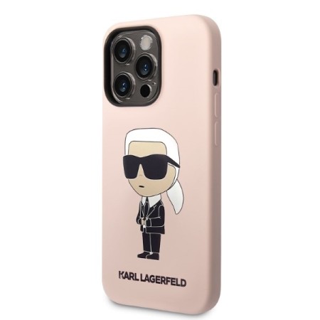 Husa pentru iPhone 14 Pro Max - Karl Lagerfeld Silicone MagSafe (KLHMP14XSNIKBCP) - Pink Ikonik