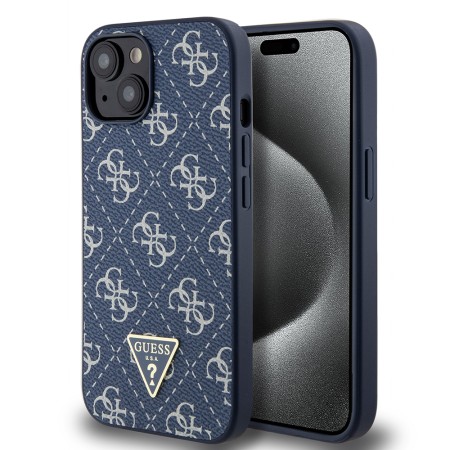 Husa pentru iPhone 15 / iPhone 14 / iPhone 13 - Guess Hardcase 4G Triangle Metal Logo (GUHCP15SPG4GPB) - Blue