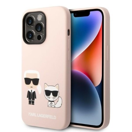 Husa pentru iPhone 14 Pro Max - Karl Lagerfeld Silicone MagSafe (KLHMP14XSSKCI) - Light Pink KarlandChoupette