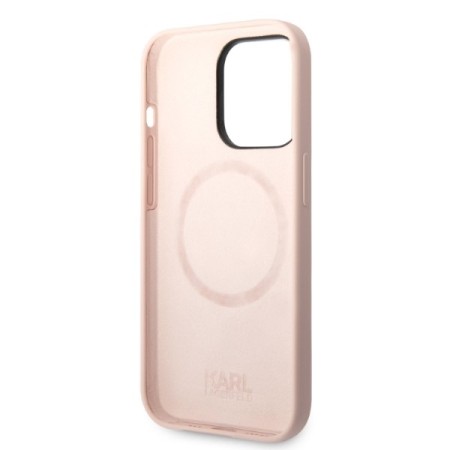 Husa pentru iPhone 14 Pro Max - Karl Lagerfeld Silicone MagSafe (KLHMP14XSSKCI) - Light Pink KarlandChoupette