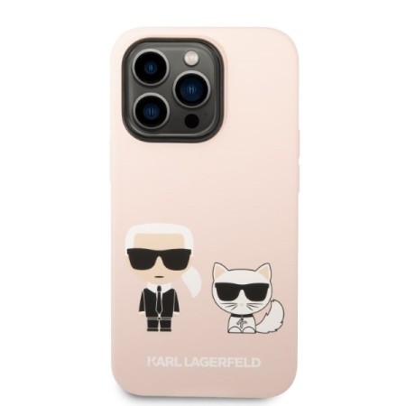 Husa pentru iPhone 14 Pro Max - Karl Lagerfeld Silicone MagSafe (KLHMP14XSSKCI) - Light Pink KarlandChoupette