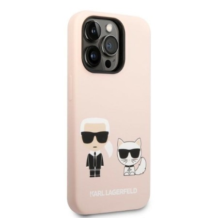 Husa pentru iPhone 14 Pro Max - Karl Lagerfeld Silicone MagSafe (KLHMP14XSSKCI) - Light Pink KarlandChoupette