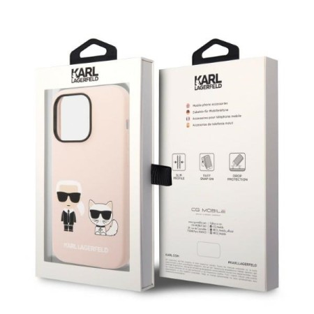 Husa pentru iPhone 14 Pro Max - Karl Lagerfeld Silicone MagSafe (KLHMP14XSSKCI) - Light Pink KarlandChoupette