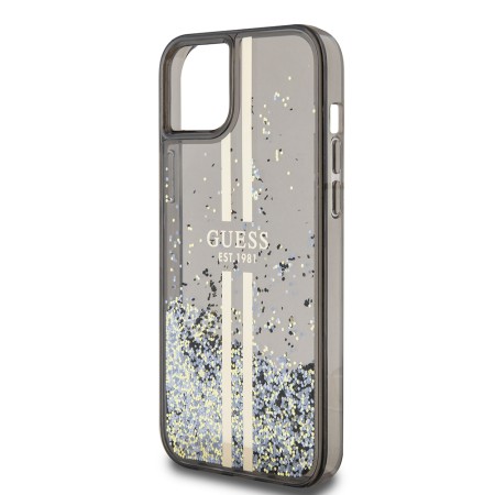 Husa pentru iPhone 15 Plus / iPhone 14 Plus - Glitter Liquid Glitter Gold Stripes (GUHCP15MLFCSEGK) - Black