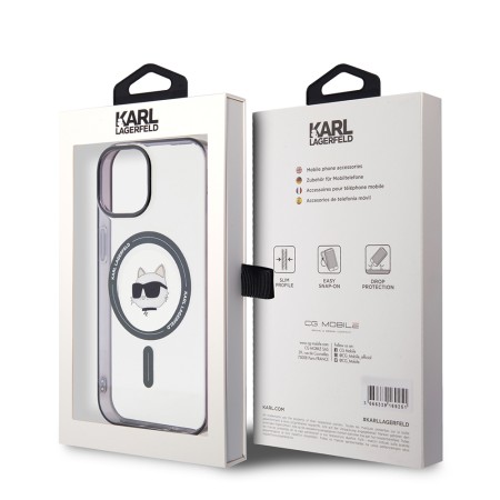 Husa pentru iPhone 15 / iPhone 14 / iPhone 13 - Karl Lagerfeld IML MagSafe (KLHMP15SHCHNOTK) - Transparent Choupettes Head