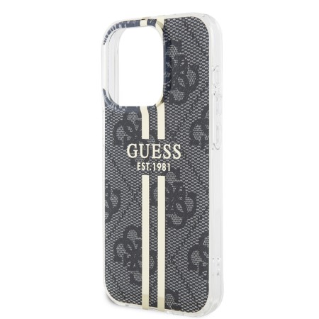 Husa pentru iPhone 15 Pro - Guess Hardcase IML 4G Gold Stripe (GUHCP15LH4PSEGK) - Black