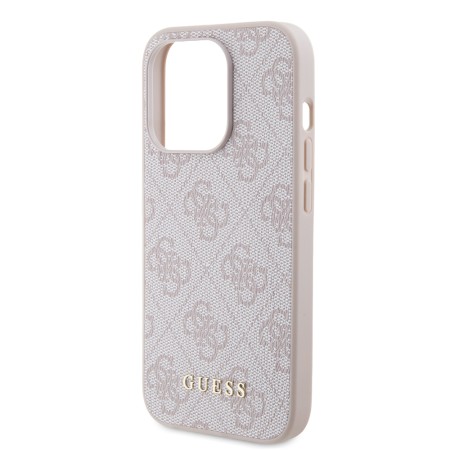 Husa pentru iPhone 15 Pro - Guess Hardcase 4G Metal Gold Logo (GUHCP15LG4GFPI) - Pink