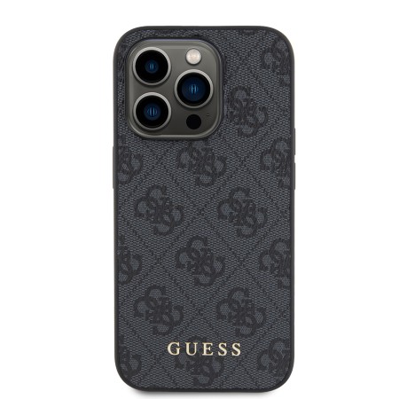 Husa pentru iPhone 15 Pro - Guess Hardcase 4G Metal Gold Logo (GUHCP15LG4GFGR) - Grey